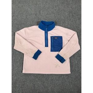Patagonia Kids Microdini 1/2-Zip Fleece Pullover Sweater Size Large Pink Blue